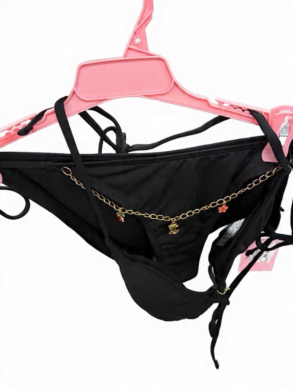 Juicy Couture Black Bikini Set with Gold Chain Charms